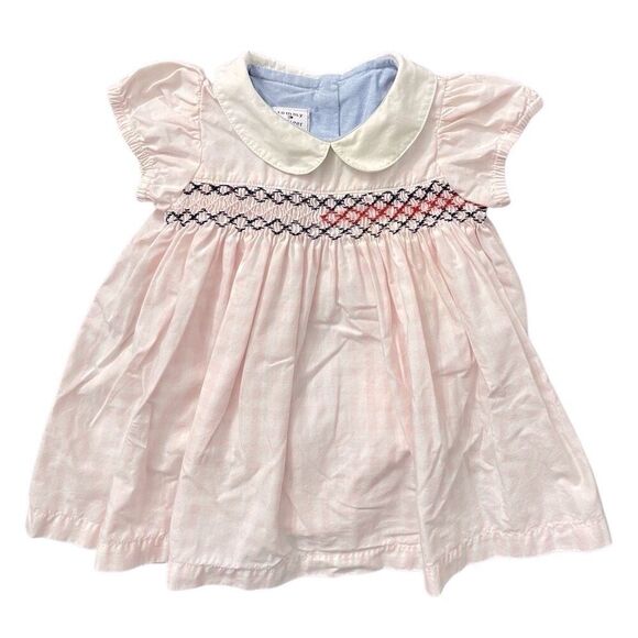 Tommy Hilfiger Baby Girl 0-3M Pink Plaid Smocked Romper Dress Peter Pan Collar - Picture 12 of 12